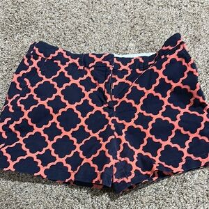 Navy and Coral Patterned Women's Shorts crown & ivy
